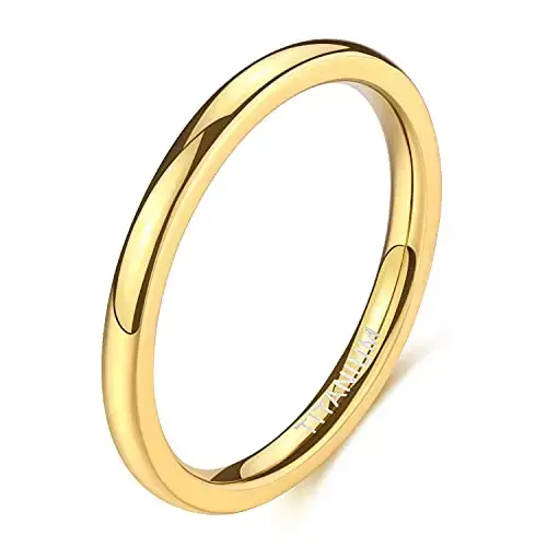 TIGRADE 2mm 4mm 6mm bague en titane hommes femmes 14K plaqué or dôme haute poli alliance unisexe con
