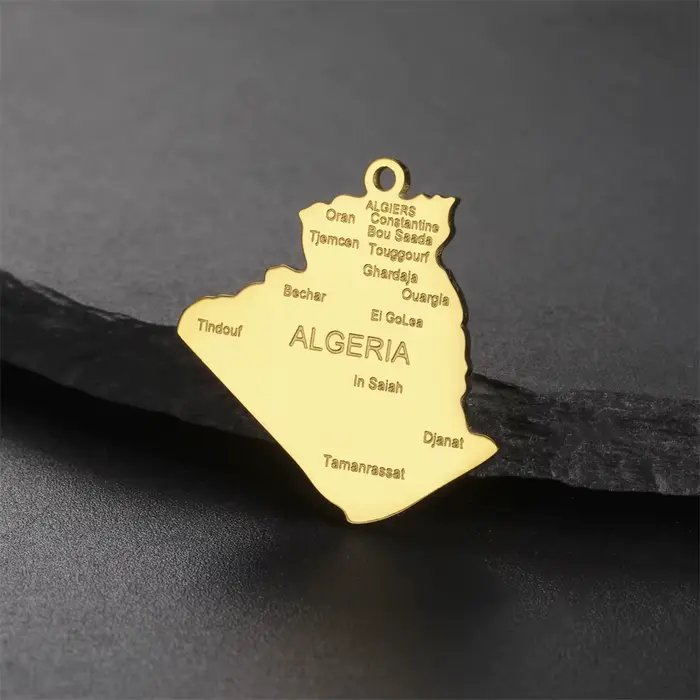 EUEAVAN afrique argélie carte pendentifs en acier inoxydable classique ville algérienne nom pendentif mode bijoux cadeau en gros
