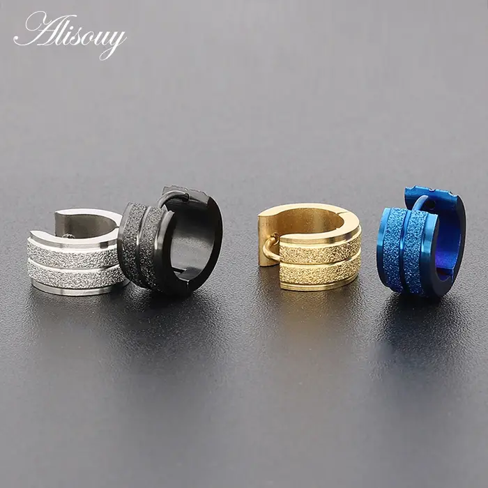 Alisouy 1 paire de boucles d'oreilles créoles bleues et dorées