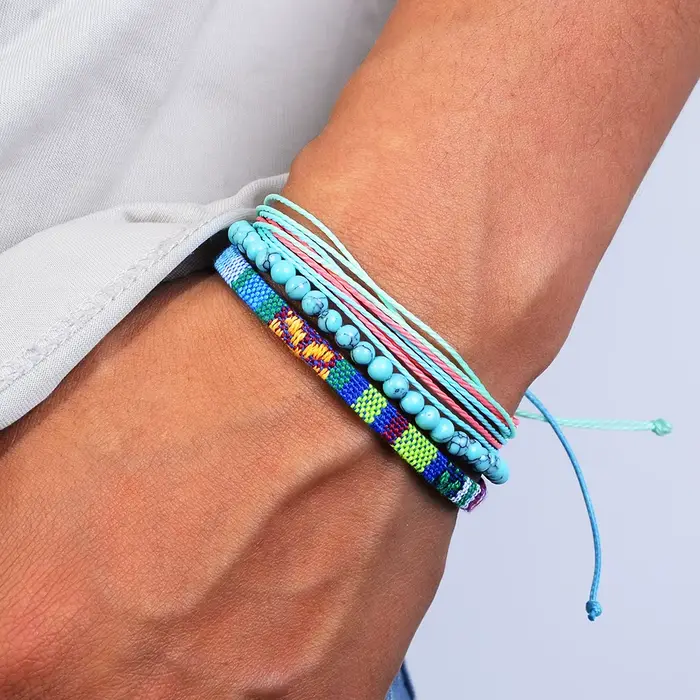 3 pièces Bracelet bohème Bracelet réglable surf Bracelet d'amitié fait à la main chaîne océan plage 
