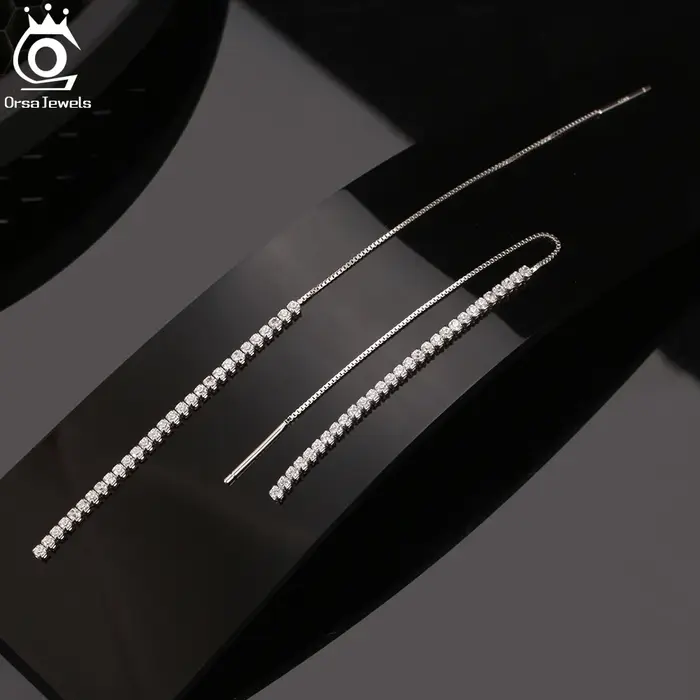 Boucles d'oreilles ORSA JEWELS en argent sterling 925 serties de zirconium blanc et perles d'eau douce pour femmes, cadeau idéal pour les occasions spéciales, soirées, mariages et anniversaires