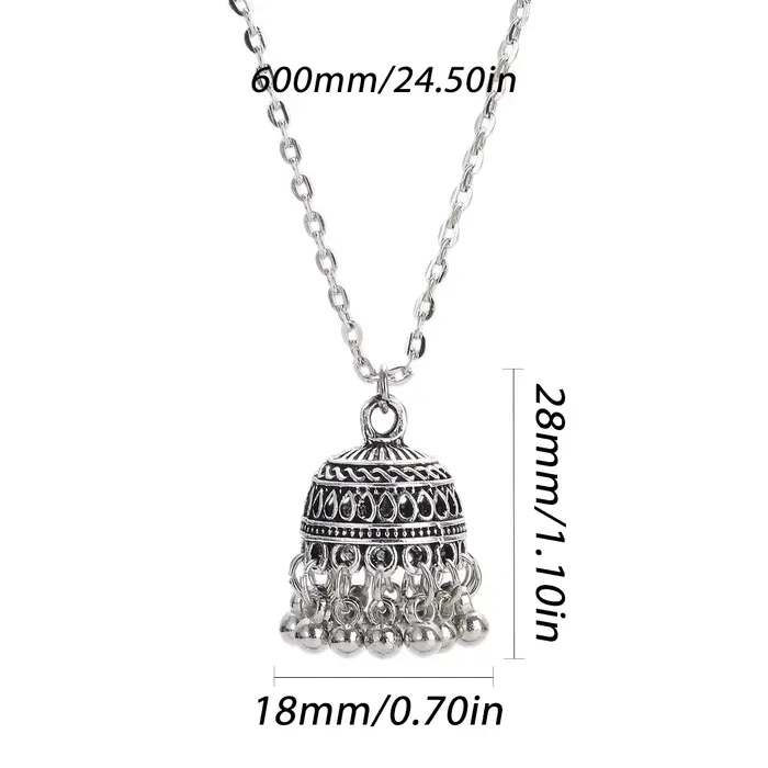 Ensemble de bijoux de mariage ethnique indien pour femmes avec collier et boucles d'oreilles en alliage de zinc, style bohème cloches sculptées pour occasions spéciales