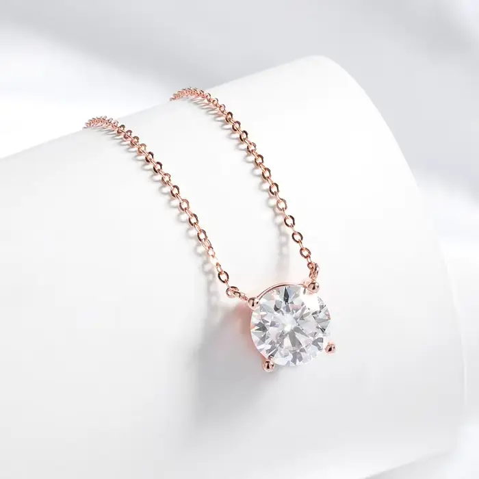 Smyoue 1-5CT couleur or Rose Moissanite collier pour femmes