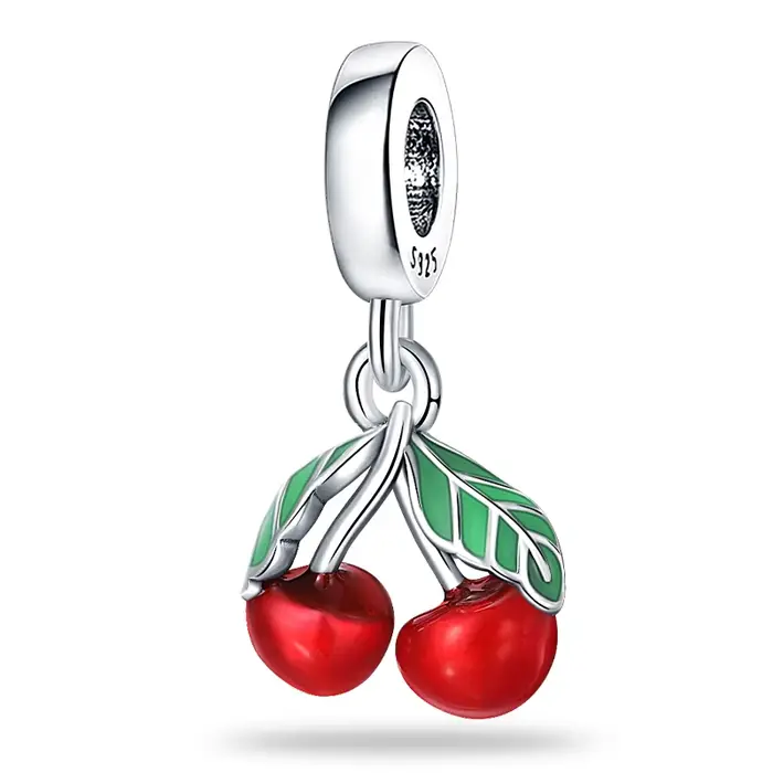 Breloques adaptées aux Bracelets Pan S925, couleur argent, fraise, cerise, myrtilles, fruits doux, b