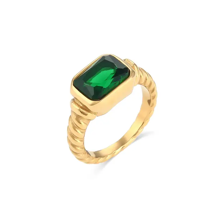 E.B.belle – bagues de noël pour femmes, bijoux de luxe, Texture gravée, Rectangle latéral, pierre de