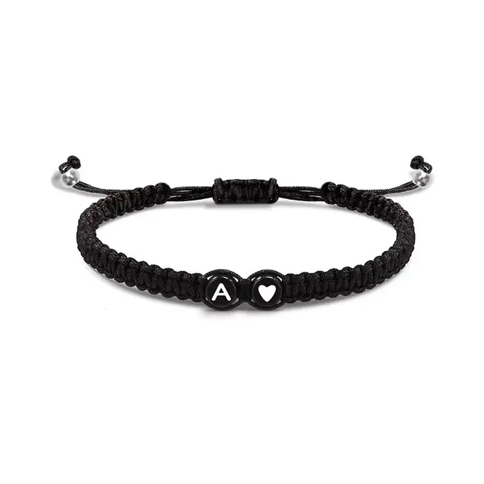 26 lettres initiales coeur Bracelets à la main réglable A-Z nom tressé Bracelets pour femmes hommes 