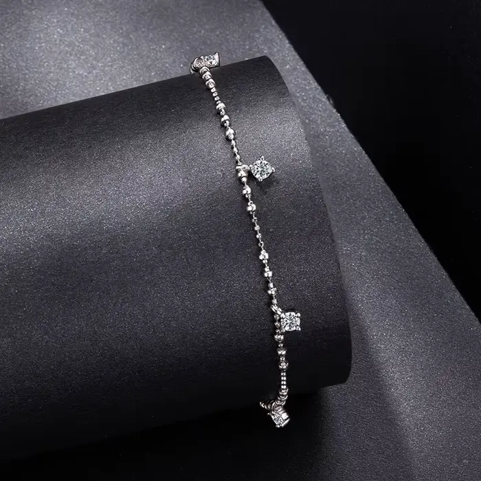 Bamoer – Bracelet en argent Sterling 925 pour femmes, design unique avec 5 pendentifs, chaîne de perles, certifié, bijoux fins