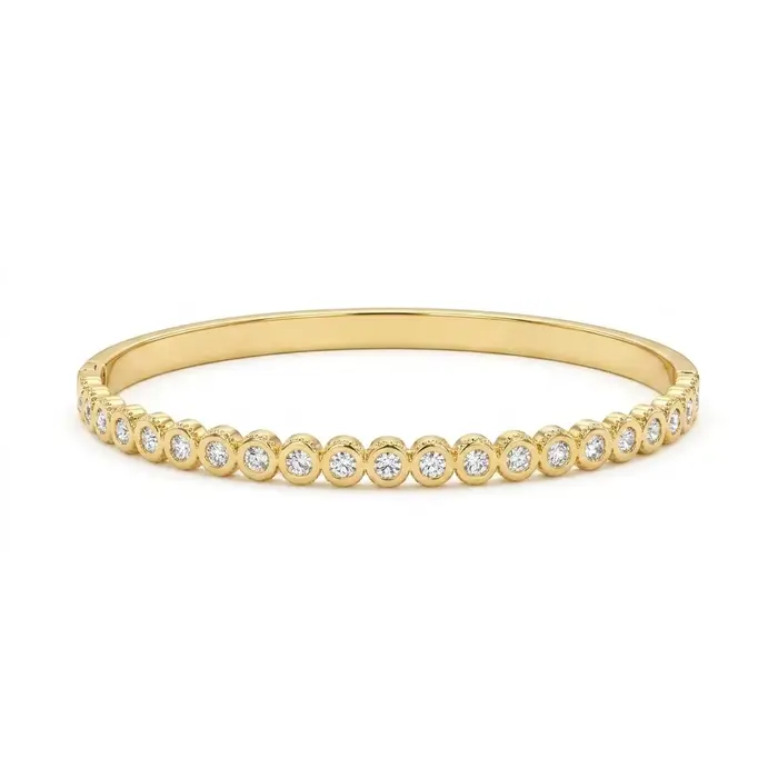 Bracelet élégant français en cristal à motif grain de riz, bracelet ouvert en acier inoxydable bicol