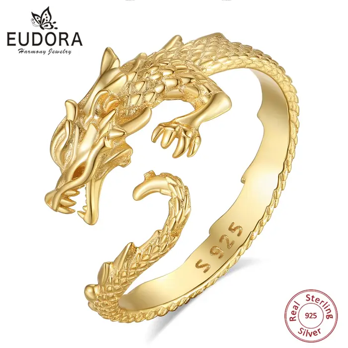 Eudora-Bague Dragon Ajustable pour Homme et Femme