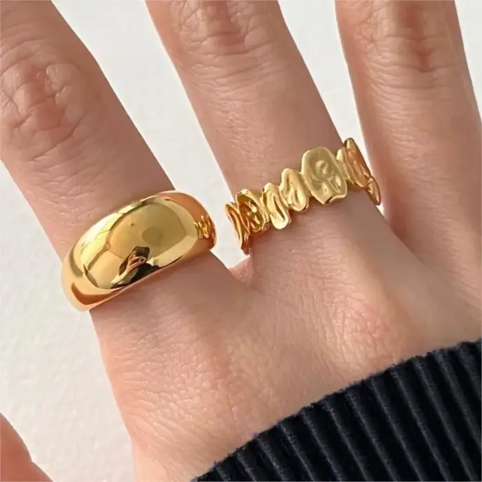ANENJERY bague de forme irrégulière pour les femmes personnalité à la mode géométrique anneau ouvert bijoux anillos
