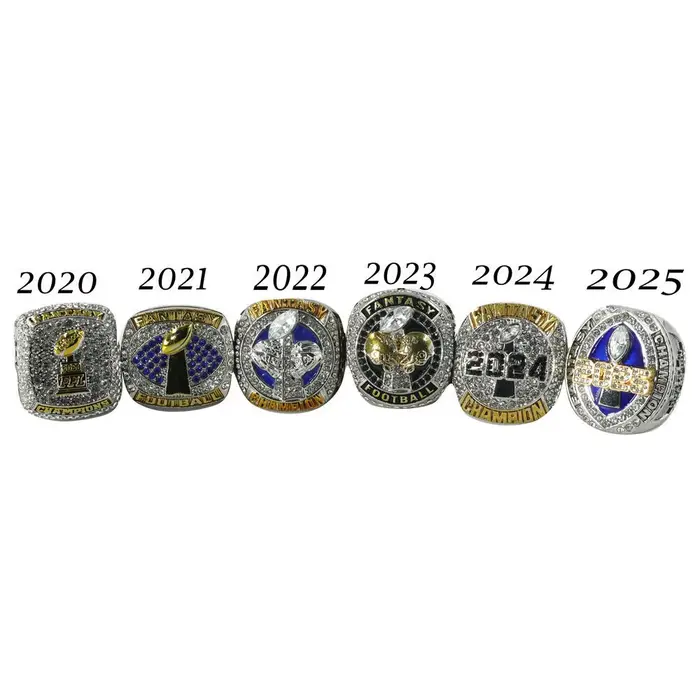 6/12 ensembles de bagues, ensemble de bagues de championnat de football fantastique, cadeau de bague