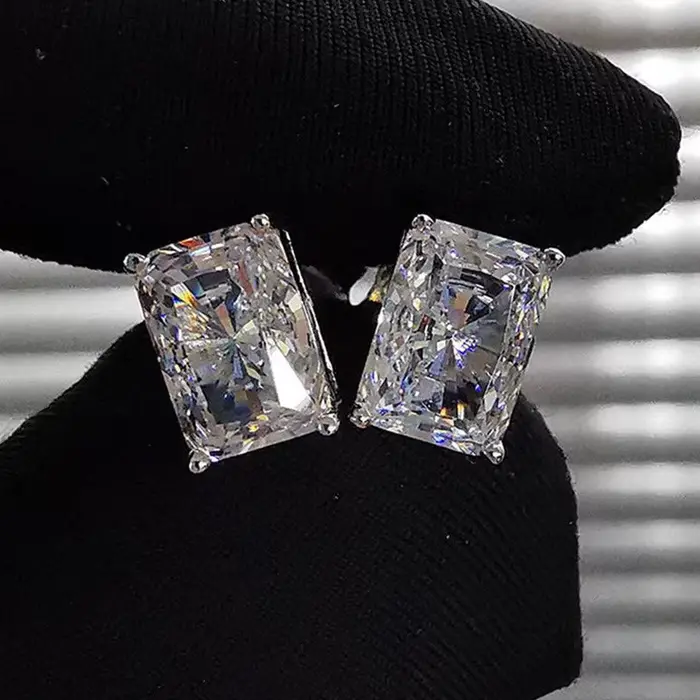 VAGZEB Boucles d'oreilles géométriques en zircone cubique AAA pour femmes, en argent sterling 925, a