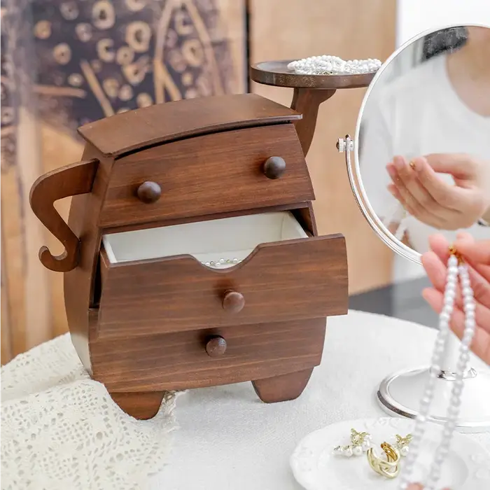 Boîte à bijoux en bois élégante pour bagues