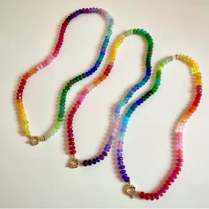 Collier à nœud coloré en pierre naturelle de 8mm pour femmes, bijoux à la mode, Cool Girl, breloque bohème, cadeau 2025
