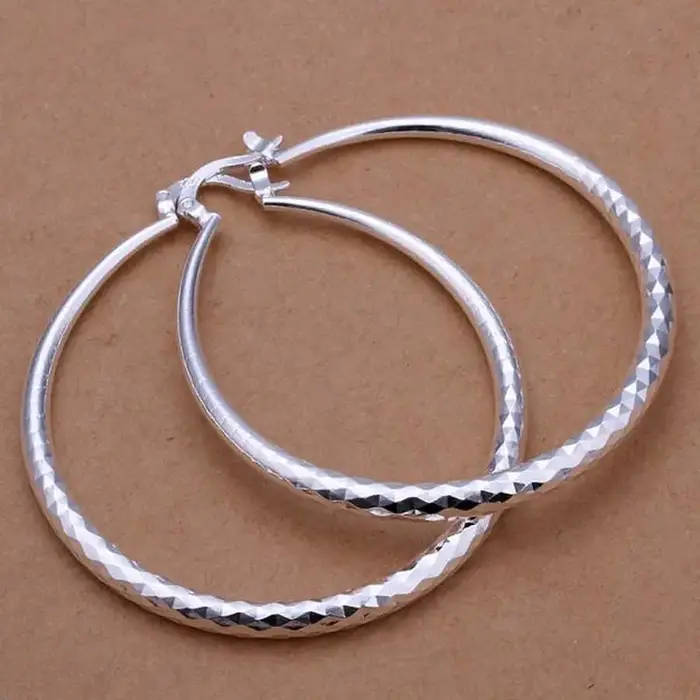 Grandes Boucles d'Oreilles en Argent Sterling 925 pour Femme