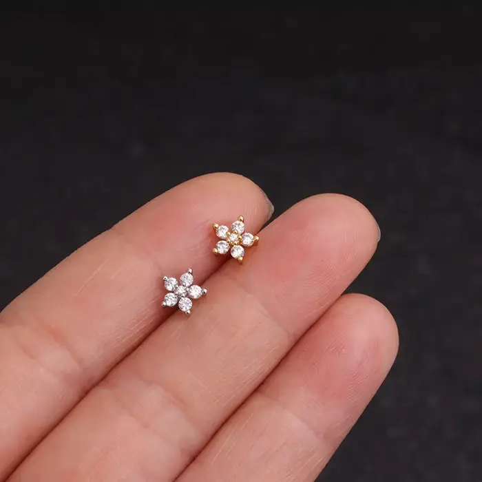 Tragus Helix Piercing boucle d'oreille pour femmes Rook Lobe Cartilage papillon oreille Percing coeur
