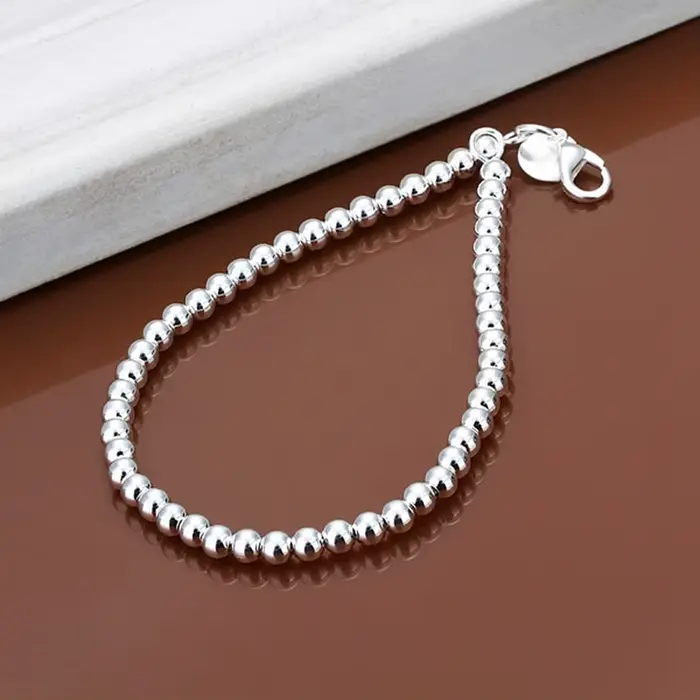 Bracelet en Argent Sterling 925 avec Perles de 6mm pour Femmes Occasions Spéciales Soirées Élégantes