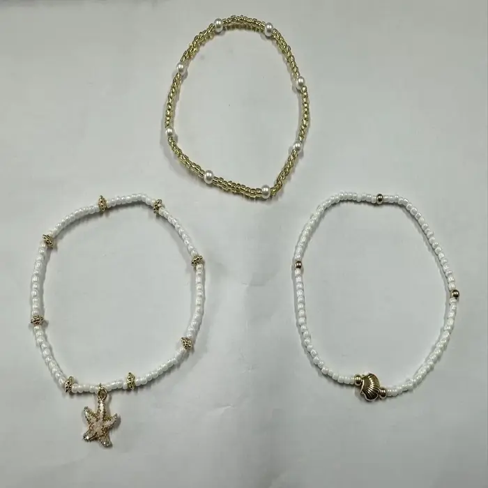 Chaîne de cheville réglable à trois couches avec coquillages étoiles de mer