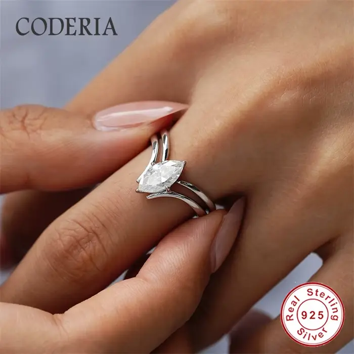 Bague Moissanite taille Marquise 1CT