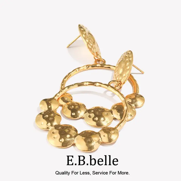 E.B.belle-Boucles d'oreilles bohèmes plaquées or 18 carats pour femme