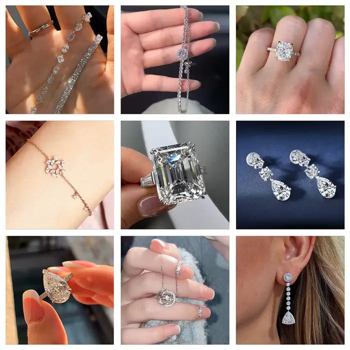 Boucles d'oreilles en or massif 9K/14K/18K avec diamants de laboratoire taille émeraude sertis clos