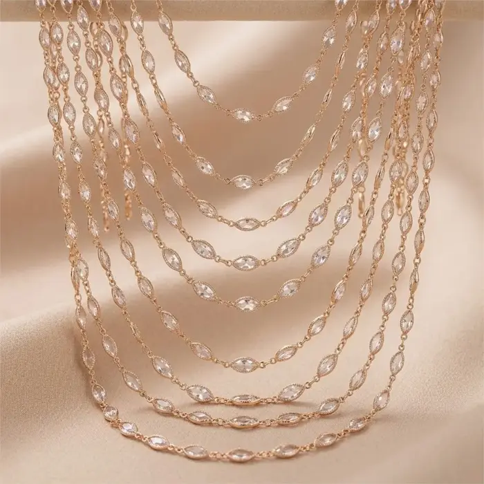 Chaîne Transparente en Laiton Plaquée Or 18 Carats Élégante Pour Création de Bijoux Colliers Bracelets Occasions Spéciales Femmes