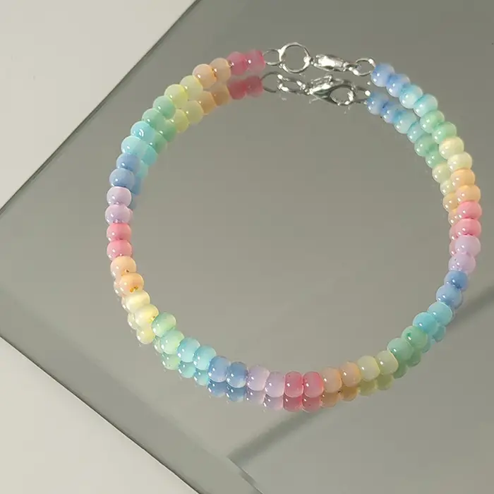 Bracelet de Style bohémien, 1 pièce, perles colorées, pour femmes et filles, Simple, doux, polyvalen