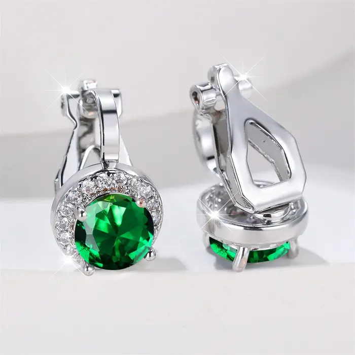 Boucles d'oreilles à Clip en pierre ronde en cristal arc-en-ciel mystique pour femmes