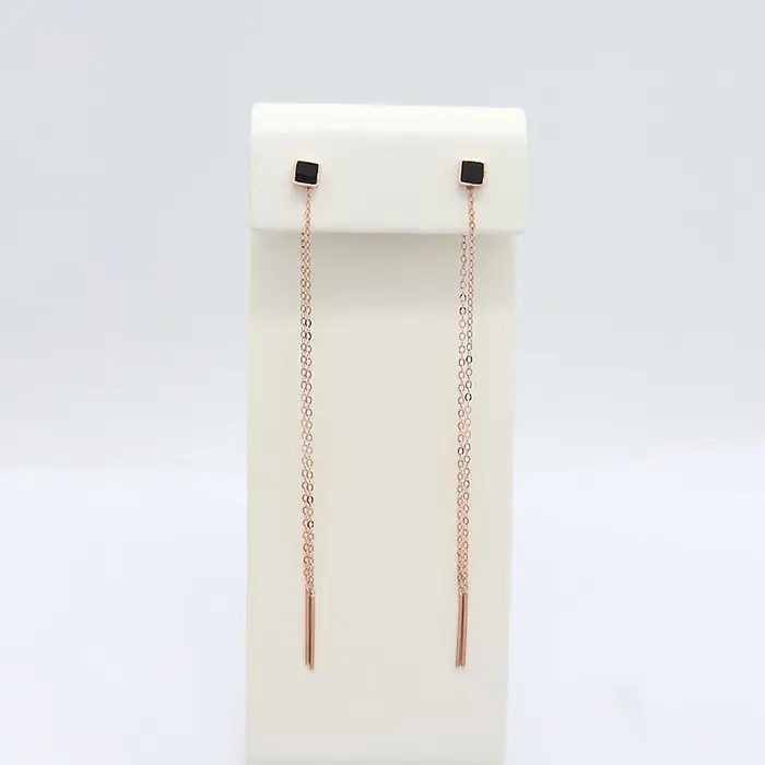 Boucles d'oreilles carrées plaquées or rose 14 carats pour femmes