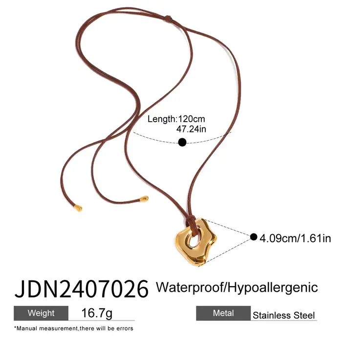 Collier pendentif creux lisse pour femme, bijoux modernes, design simple irrégulier populaire, cadea