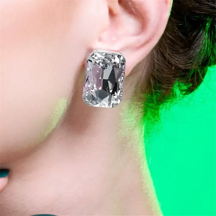 Boucles d'oreilles carrées en cristal pour femmes
