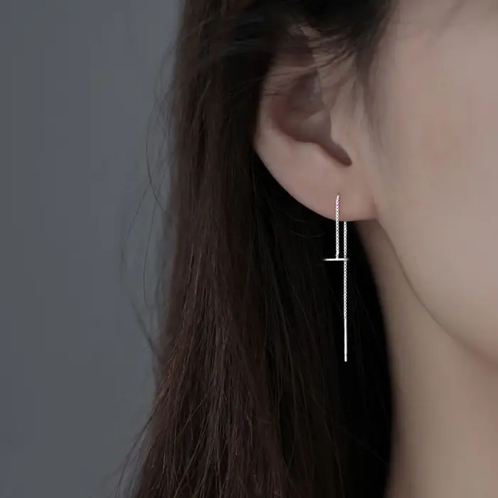 Boucles d'oreilles pendantes JOThreader en argent tibétain géométriques longues 11 cm pour femme et adolescente style fashion plaqué argent ou or