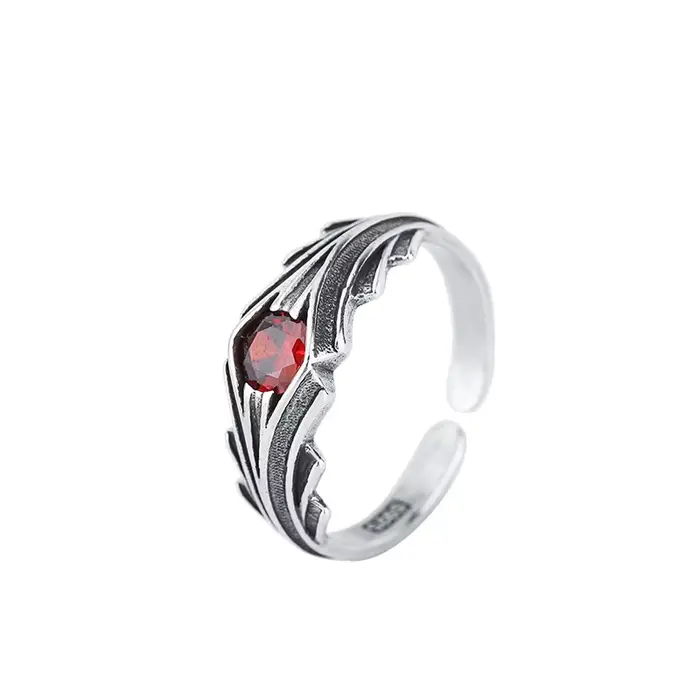 Bagues en argent Sterling 925 et Zircon rouge pour femmes
