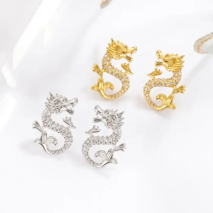 Boucles d'oreilles dragon en cristal pour femme