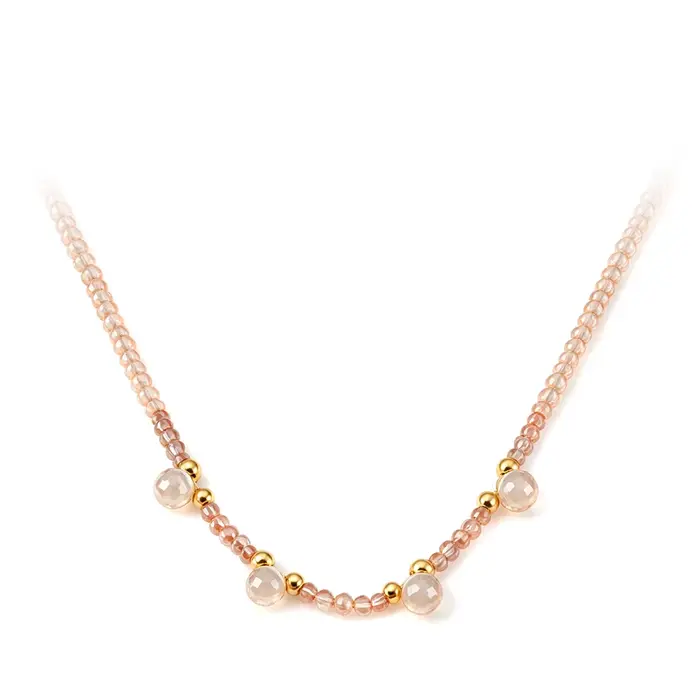 Lokaer – collier en cristal rose fait à la main pour femmes, accessoires plaqués or 18 carats, bijou