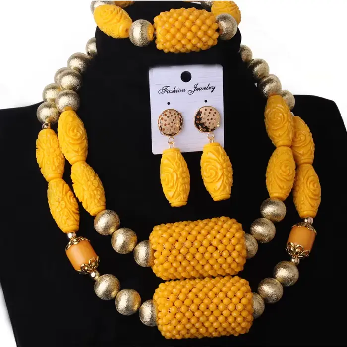 Dudo PRPeach-Ensemble de bijoux en perles africaines pour femmes, grand ensemble de bijoux en cristal, mariage indien nigwin