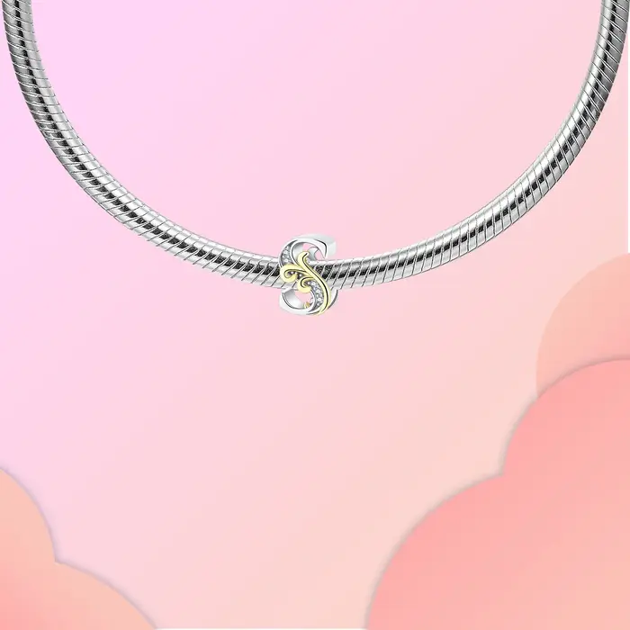 Pendentif rétro en argent 925 avec 26 lettres
