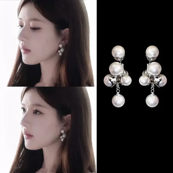 Boucles d'oreilles pendantes en Imitation de perles blanches pour femmes