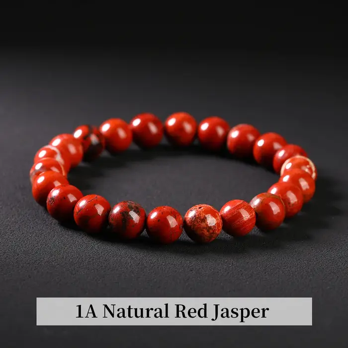 Bracelet en pierre naturelle de jaspe rouge pour femmes et hommes, en perles, extensible, fait à la 
