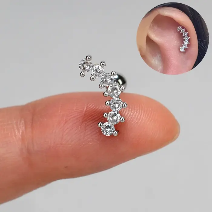 Boucles d'oreilles en cristal CZ Arc Tragus Helix pour femmes