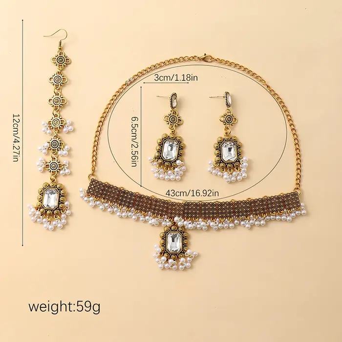 Ensemble de bijoux de Dubaï pour femmes, boucles d'oreilles pour patients, accessoires de mariage, c
