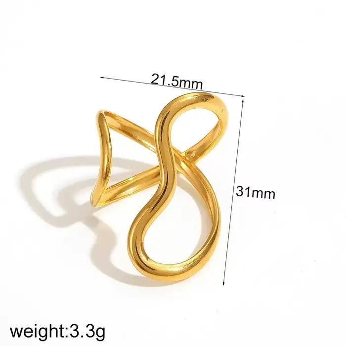 Bague géométrique plaquée or 18 carats pour femme – Bijoux minimalistes en acier inoxydable |   Hypo