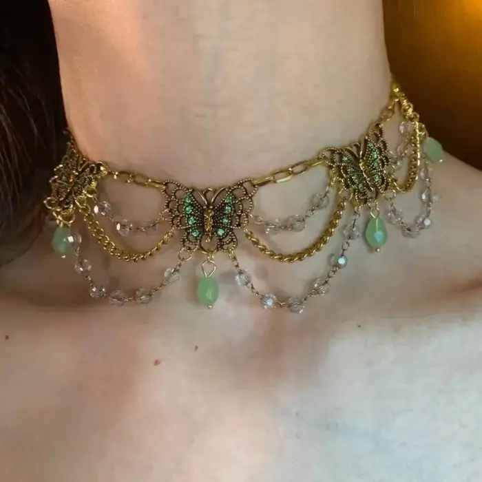 Collier ras du cou papillon Vintage