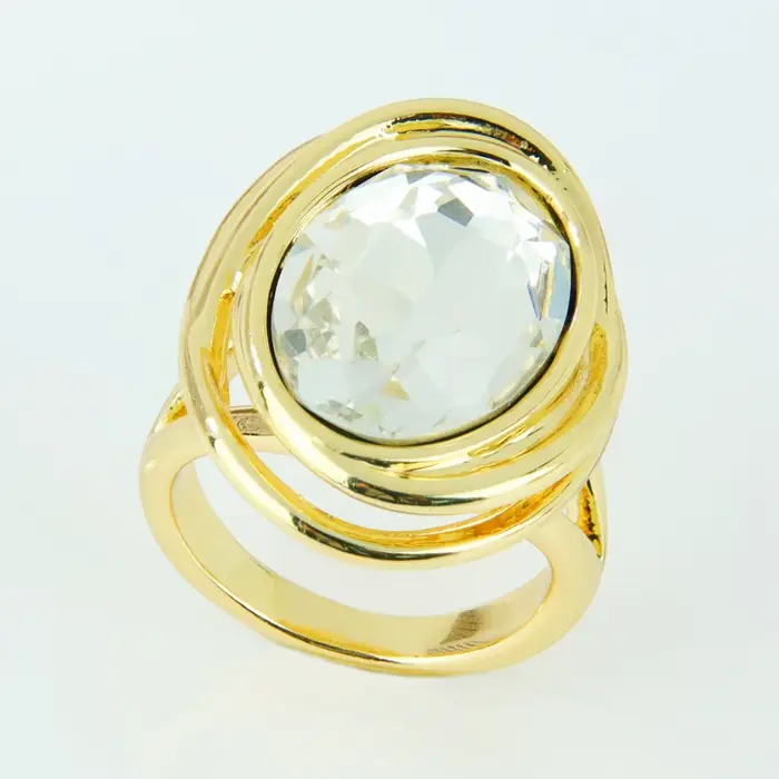 Bague en cristal coloré exquis, couleur or 14 carats, style italien, bagues de cocktail, bijoux esth