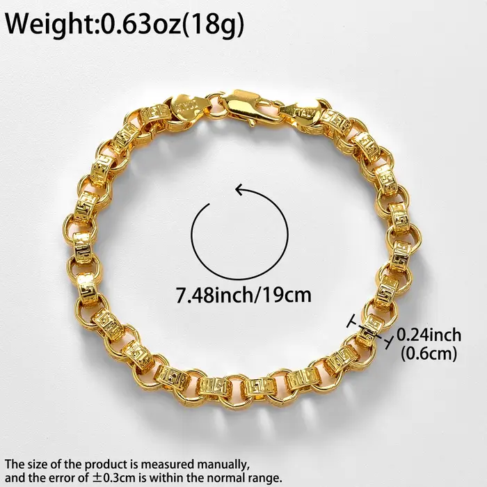 Bracelet en cuivre plaqué or 18 carats serpent style hip hop bijou unisexe pour hommes et femmes occasions spéciales cadeau amitié