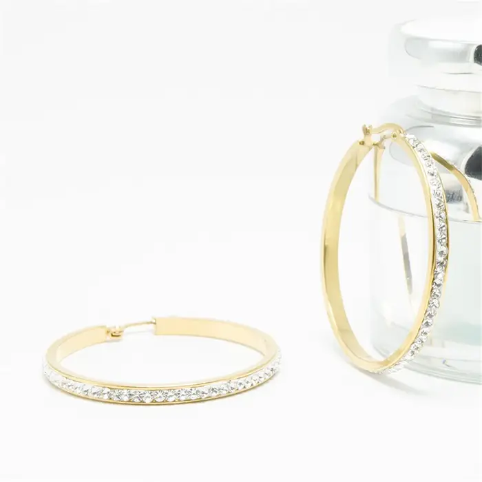 Boucles d'Oreilles Créoles Rondes en Acier Inoxydable pour Femme
