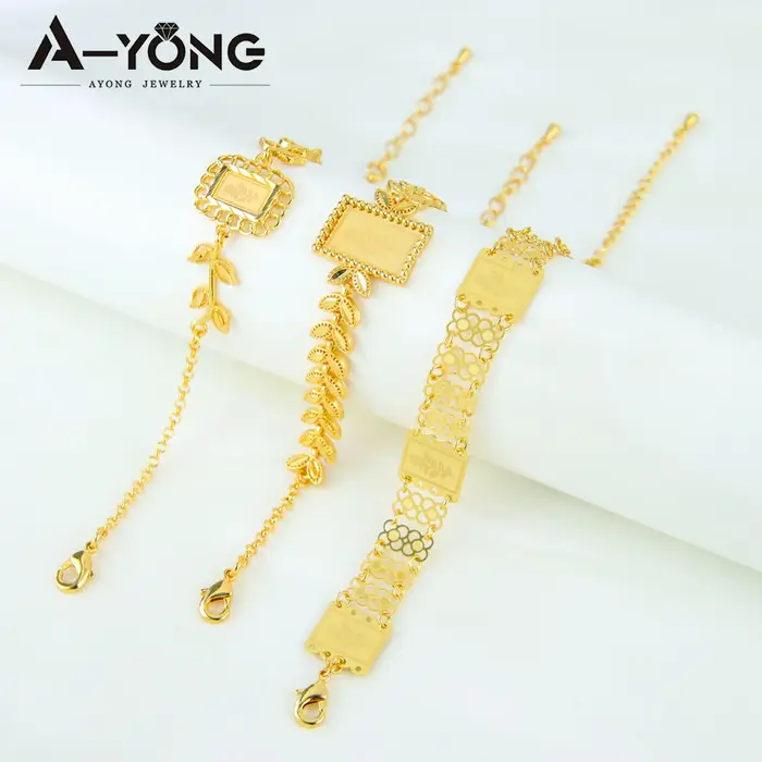 Bracelet en or plaqué or 21 carats mode arabe design feuille élégant chaînes à main pour femmes occasions spéciales traditionnel bijoux de mariage