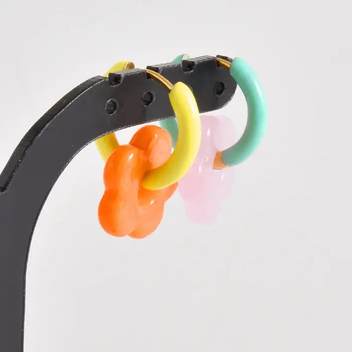 Boucles d'oreilles en émail Dopamine, 1 paire, cœur doux, fleur d'abeille mignonne Y2K pour fille, A
