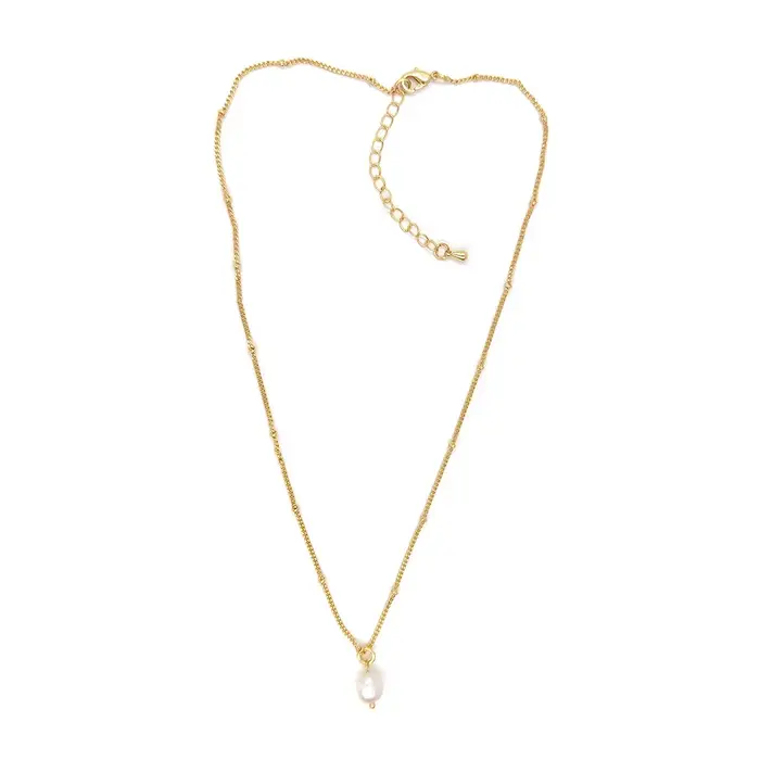 KKBEAD collier pendentif perle naturelle 18 K étanche plaqué or chaîne colliers ras du cou pour femmes cadeau bijoux