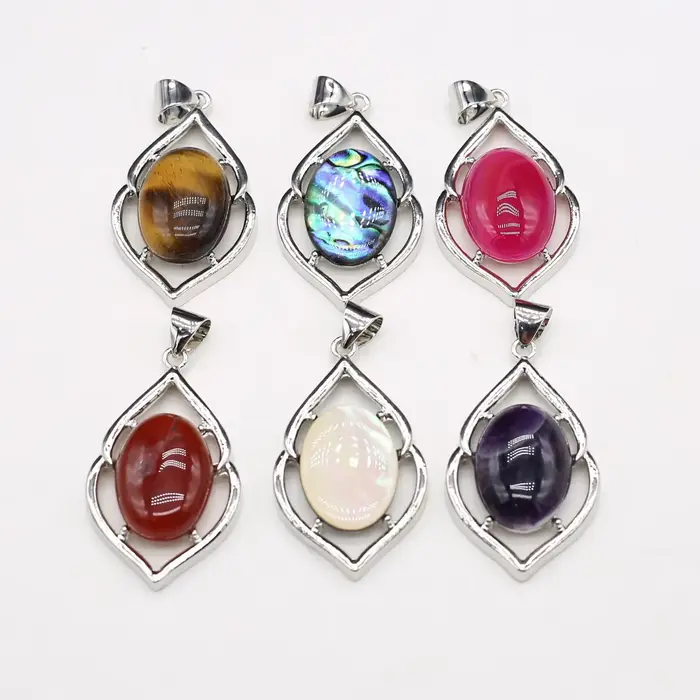 Pendentif en pierre naturelle pour femme, forme géométrique européenne et américaine, collier de bricolage, accessoires de bijoux, cadeaux exquis, nouveau
